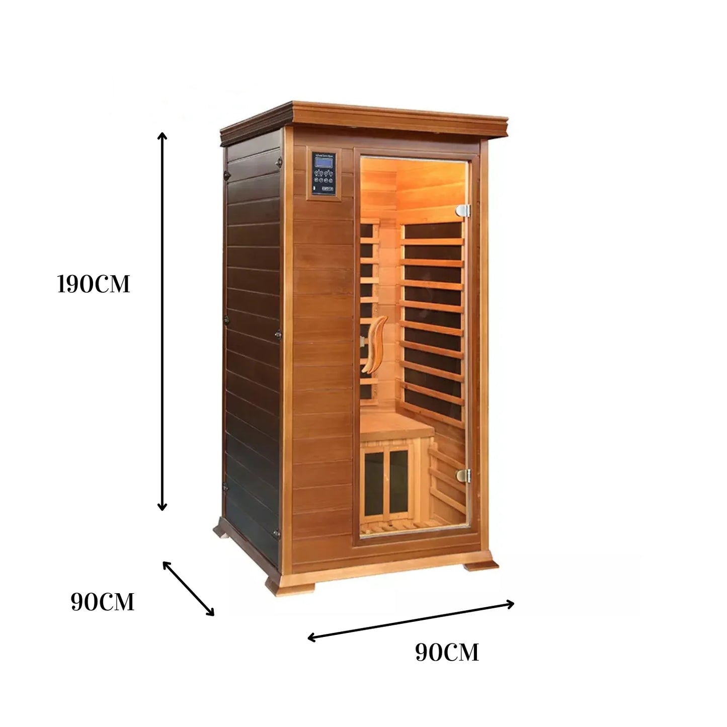 Dynamic Home Sauna FAR Infrared 1 Person Room Light Therapy with Control Panel Low-EMF Tech Red cedar