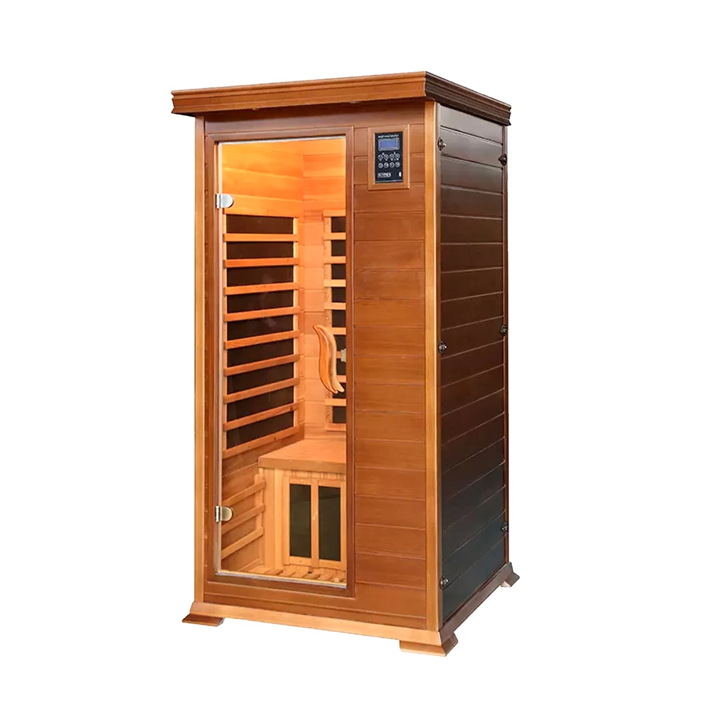 Dynamic Home Sauna FAR Infrared 1 Person Room Light Therapy with Control Panel Low-EMF Tech Red cedar